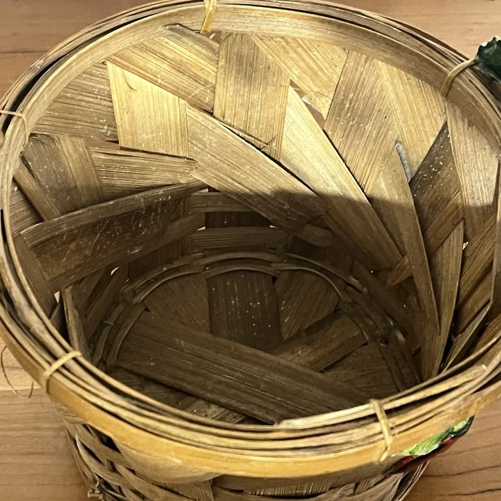 Vintage‎ Woven Style Basket Decorative Ceramic Vegetable Accents Farmhouse Decor